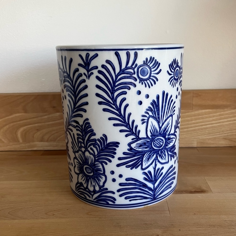 Pottery Barn Blue and White Ceramic Kitchen Utensil Holder